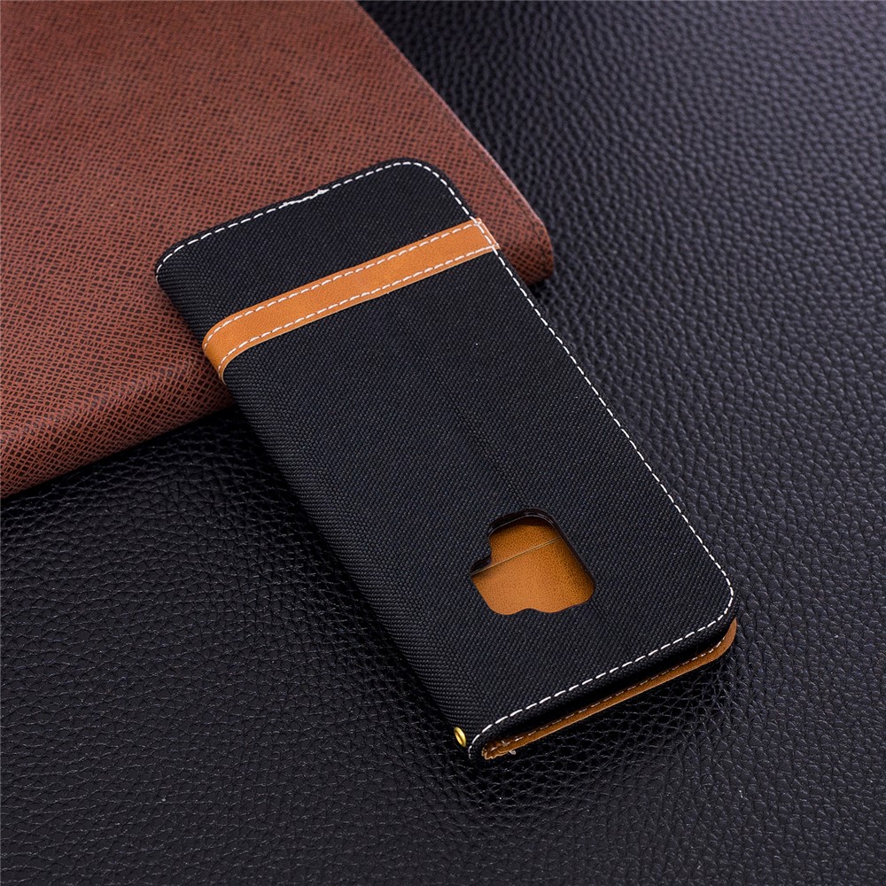 Jeans Cloth Texture Leather Wallet Stand Case with Hand Strap for Samsung Galaxy S9 G960 - Black-5