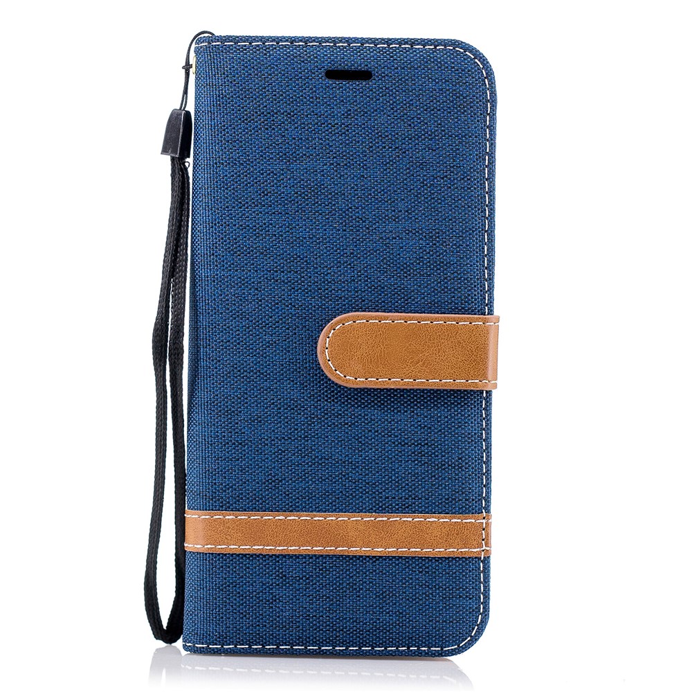 Jeans Cloth Texture Leather Card Slots Phone Case for Samsung Galaxy S9 G960 - Dark Blue-2