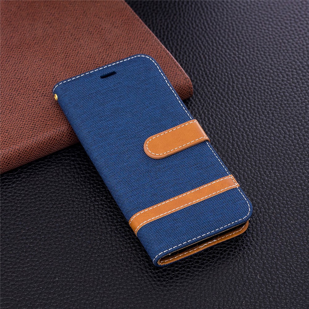 Jeans Cloth Texture Leather Card Slots Phone Case for Samsung Galaxy S9 G960 - Dark Blue-4