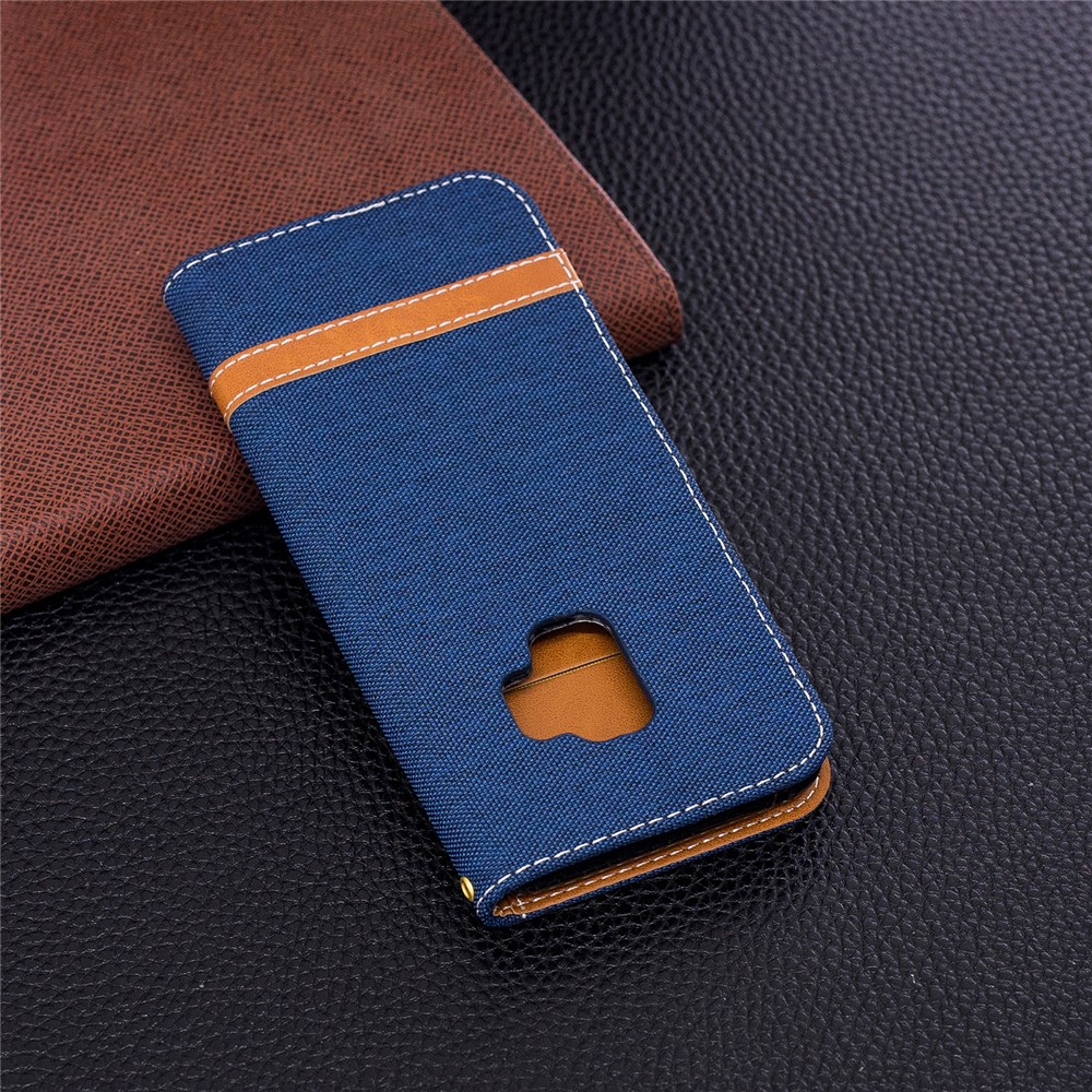Jeans Cloth Texture Leather Card Slots Phone Case for Samsung Galaxy S9 G960 - Dark Blue-5