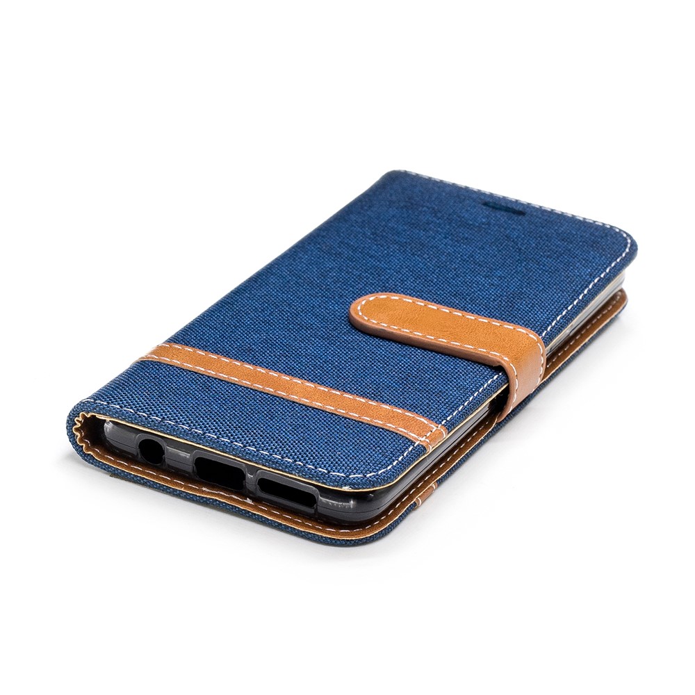 Jeans Cloth Texture Leather Card Slots Phone Case for Samsung Galaxy S9 G960 - Dark Blue-8