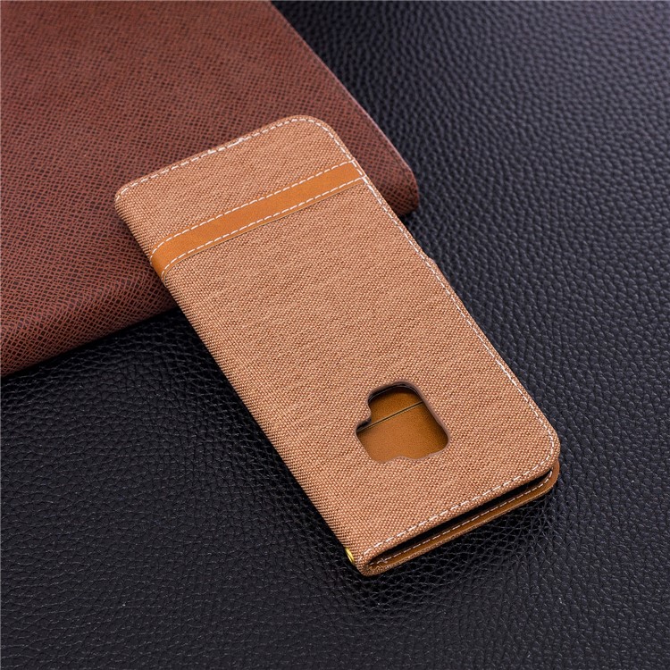 Jeans Cloth Texture Leather Wallet Stand Mobile Case for Samsung Galaxy S9 G960 - Khaki-5