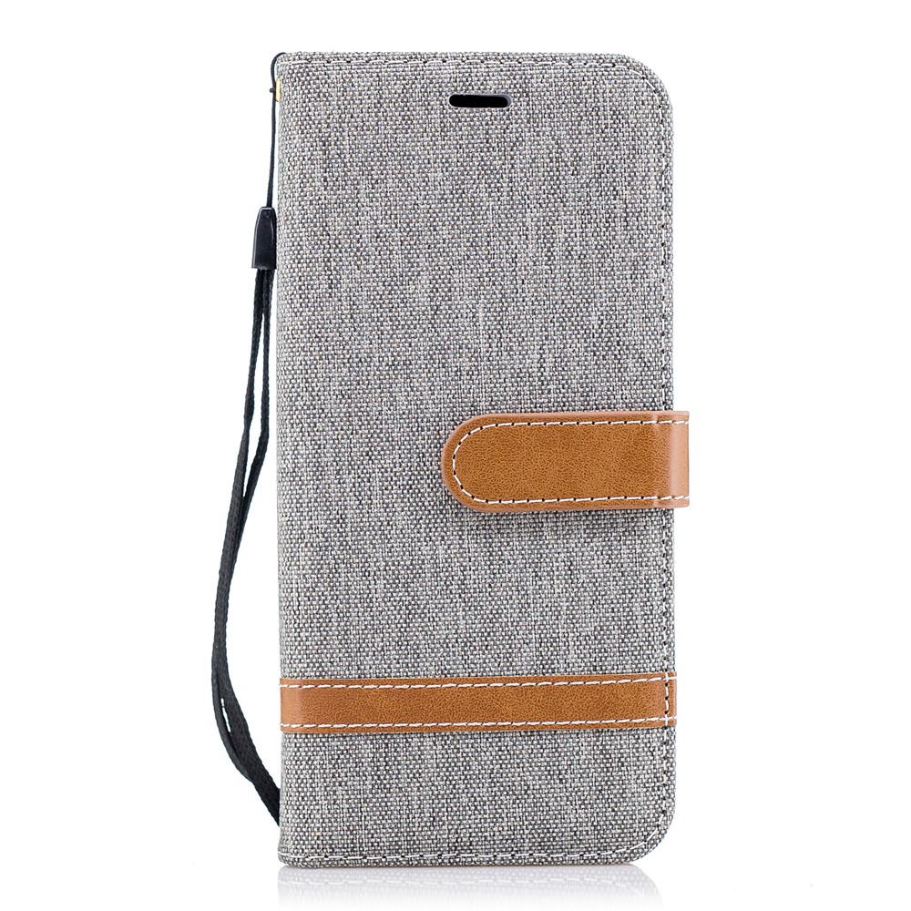 Jeans Cloth Texture Wallet Stand Leather Mobile Casing for Samsung Galaxy S9 G960 - Grey-2