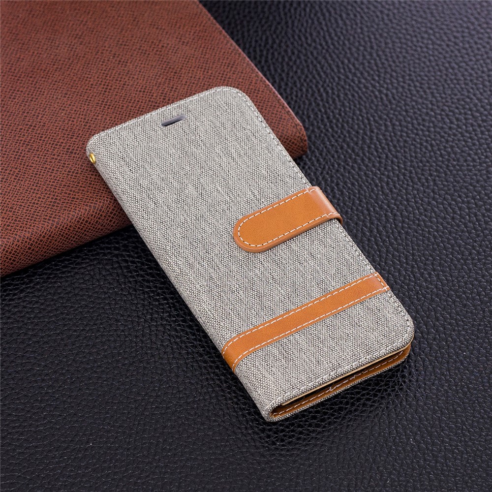 Jeans Cloth Texture Wallet Stand Leather Mobile Casing for Samsung Galaxy S9 G960 - Grey-4