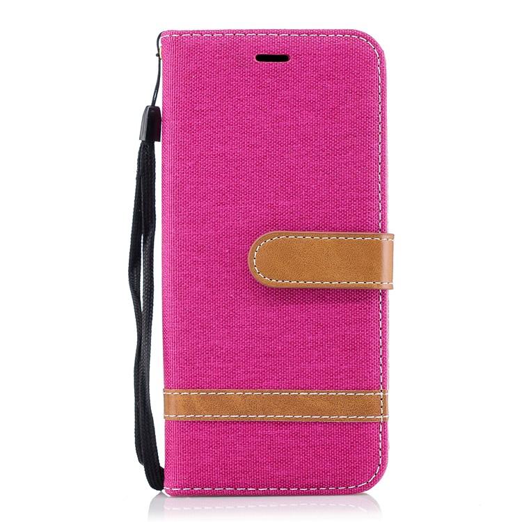 Jeans Cloth Texture Leather Wallet Stand Case Accessory for Samsung Galaxy S9 G960 - Rose-2