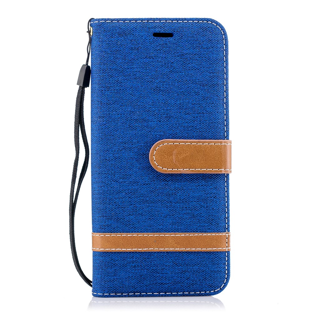 Jeans Cloth Texture Leather Wallet Stand Cellphone Cover Case for Samsung Galaxy S9 - Baby Blue-2