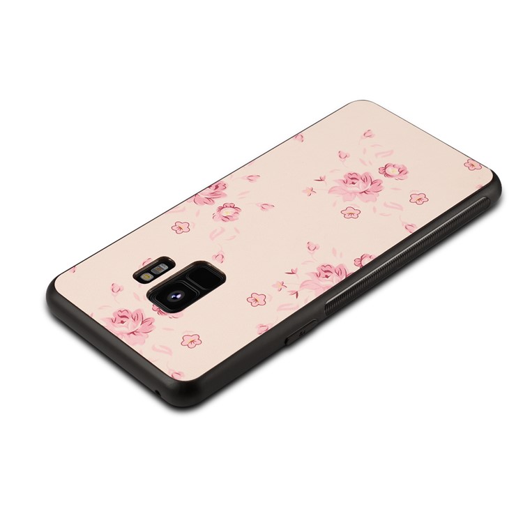 For Samsung Galaxy S9 Pattern Printing PU Leather Coated PC + TPU Hybrid Casing - Pretty Flower Pattern-2