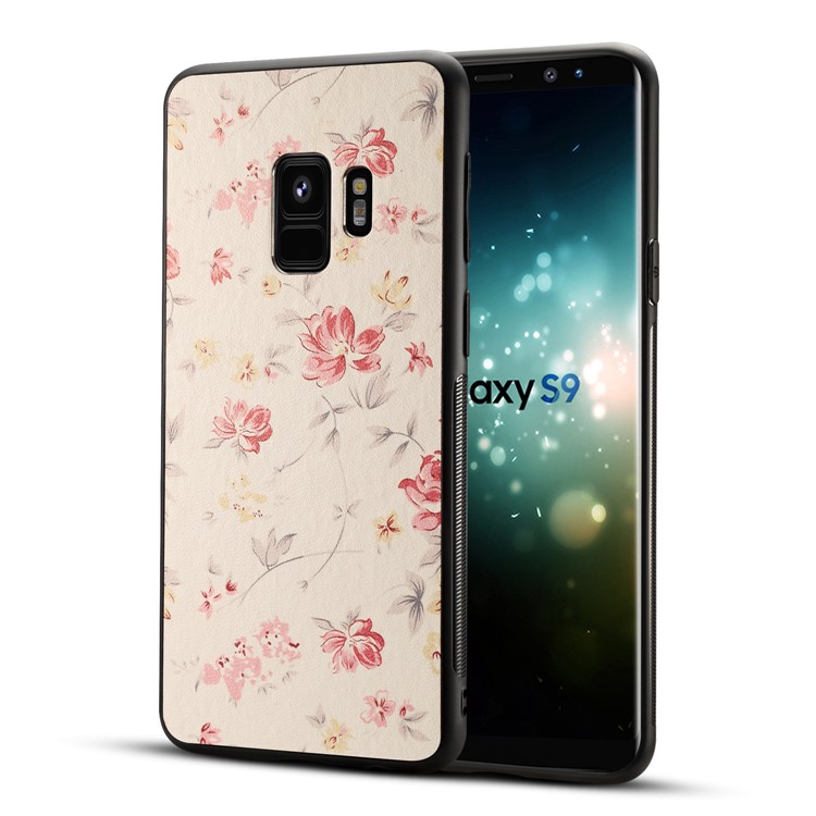 Pattern Printing PU Leather Coated PC + TPU Combo Protective Case for Samsung Galaxy S9 - Blooming Flower-1