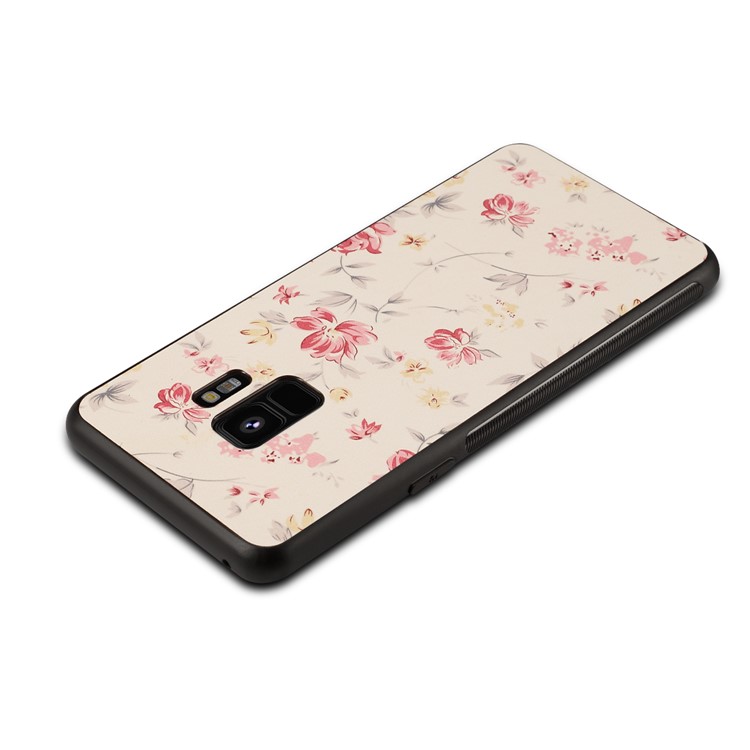 Pattern Printing PU Leather Coated PC + TPU Combo Protective Case for Samsung Galaxy S9 - Blooming Flower-2