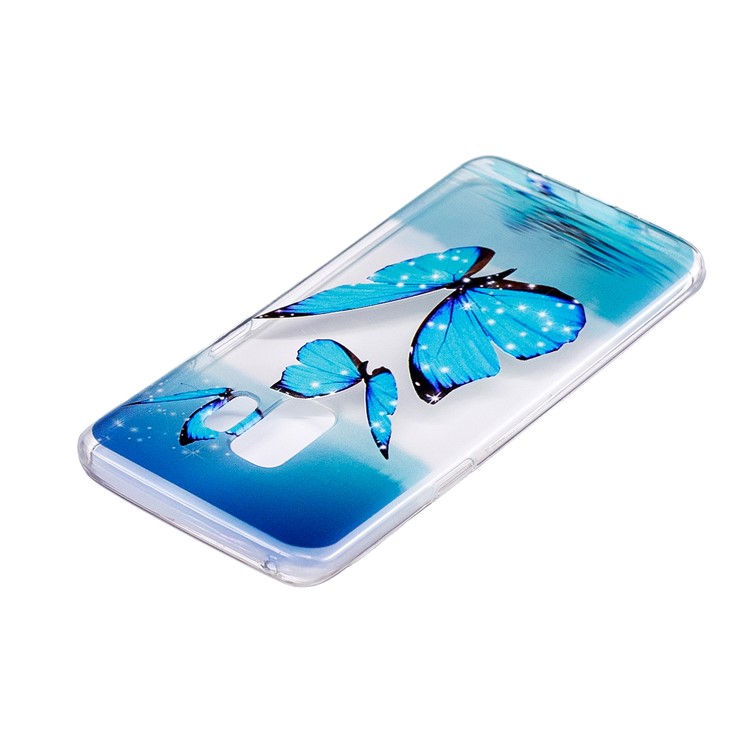 Soft Embossed Pattern Printing TPU Protective Shell for Samsung Galaxy S9 - Blue Butterflies-3