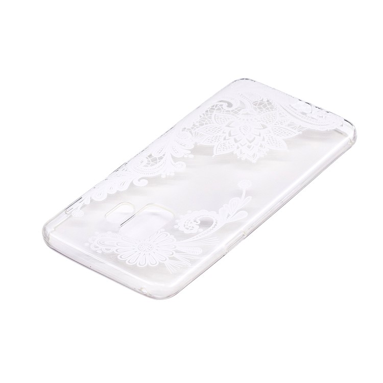 Soft Embossed Pattern Printing TPU Protective Cell Phone Cover for Samsung Galaxy S9 - White Flower-3