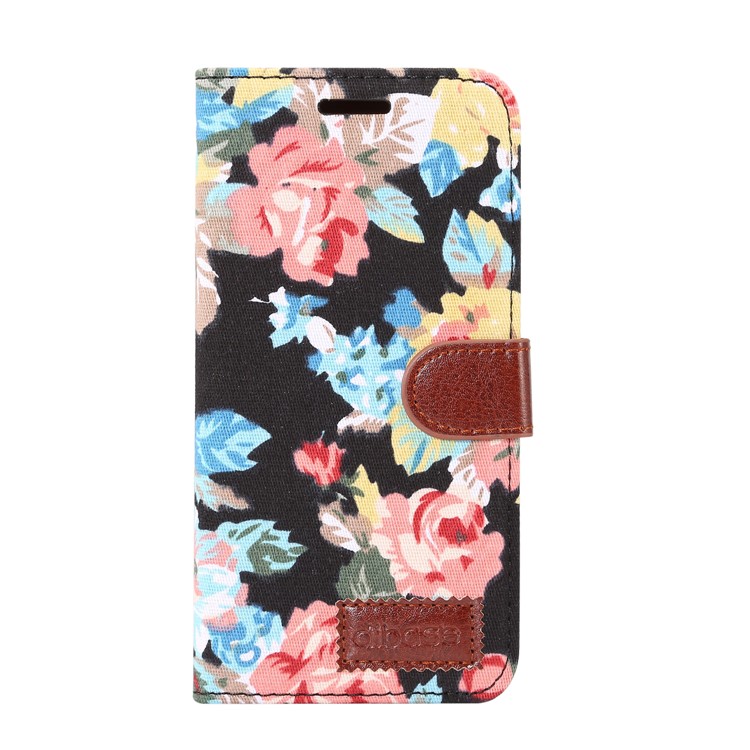 For Samsung Galaxy A8 (2018) Flower Pattern Leather Wallet Case - Black-2