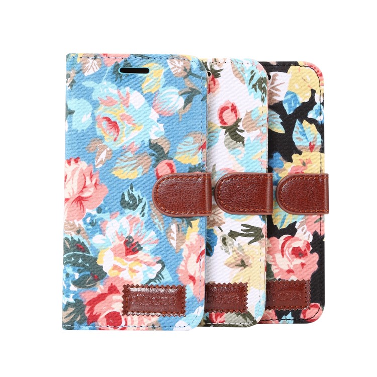 For Samsung Galaxy A8 (2018) Flower Pattern Leather Wallet Case - Black-8
