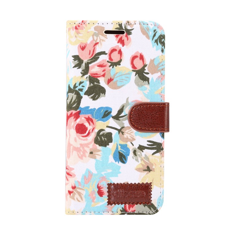 For Samsung Galaxy A8 (2018) Flower Pattern Leather Wallet Stand Phone Cover - White-2