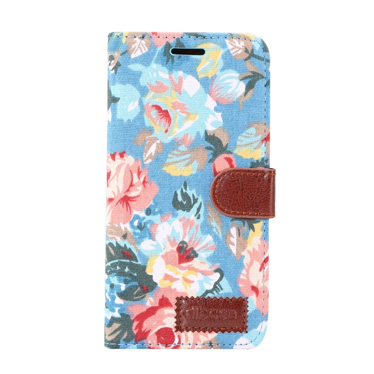 For Samsung Galaxy A8 (2018) Flower Pattern Leather Stand Wallet Mobile Casing - Blue-2