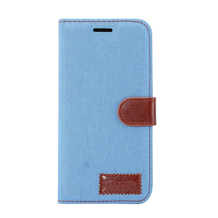 Pano De Calças De Ganga Suporte Para Cartão Suporte De Couro Para Samsung Galaxy A8 (2018) - Bebê Azul-2
