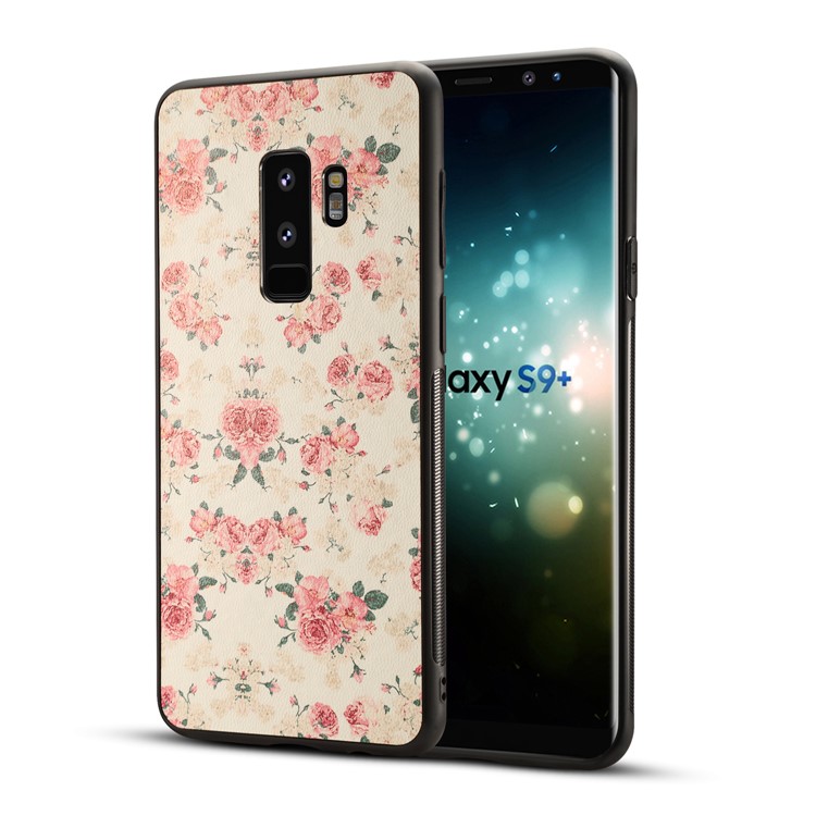 Pattern Printing PU Leather Coated PC + TPU Combo Case for Samsung Galaxy S9 Plus - Elegant Peony-1