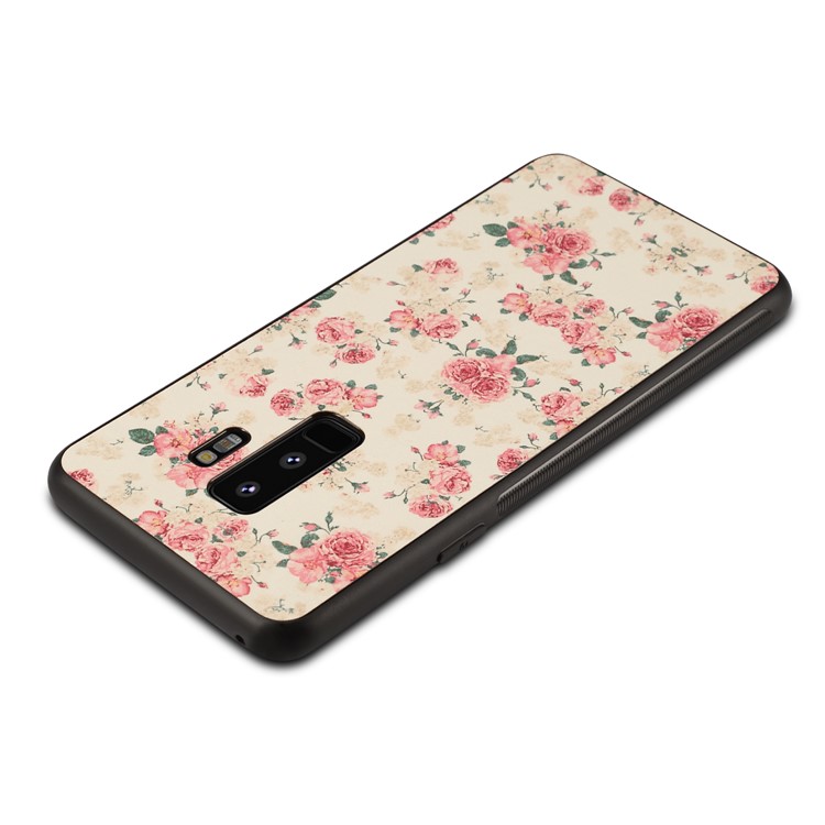 Pattern Printing PU Leather Coated PC + TPU Combo Case for Samsung Galaxy S9 Plus - Elegant Peony-2