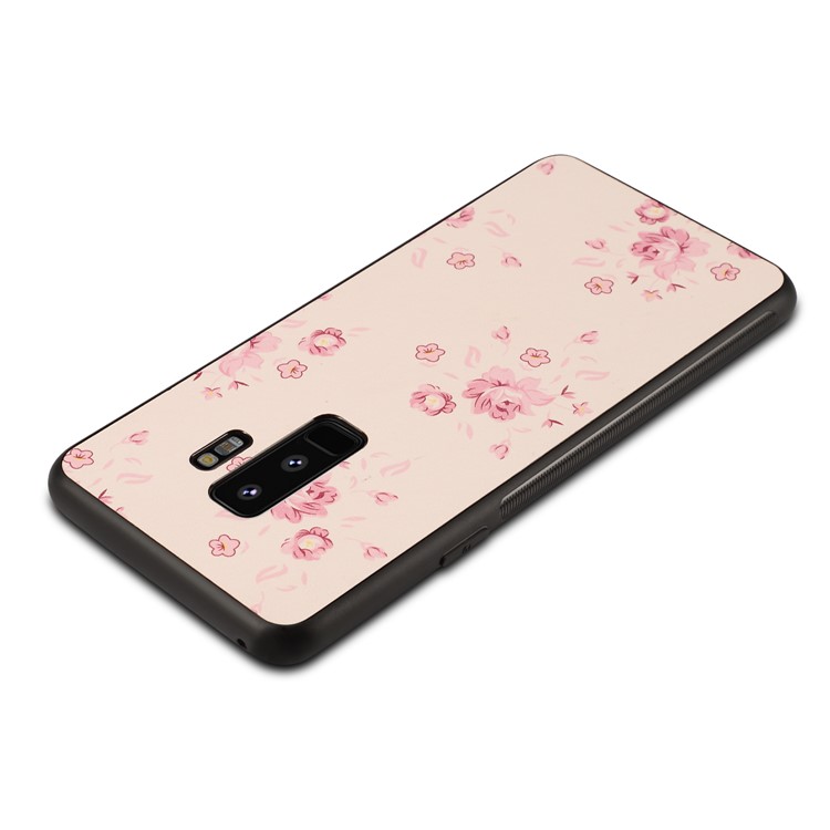 Pattern Printing PU Leather Coated PC + TPU Combo Casing Cover for Samsung Galaxy S9 Plus - Pretty Flower Pattern-2