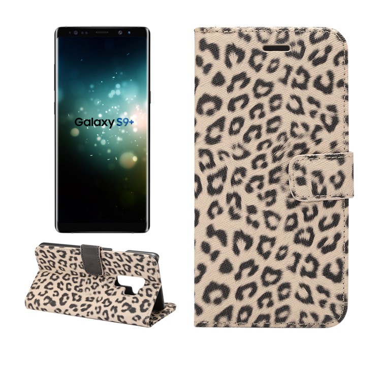 For Samsung Galaxy S9+ G965 Leopard Pattern Leather Wallet Mobile Case - Grey-1