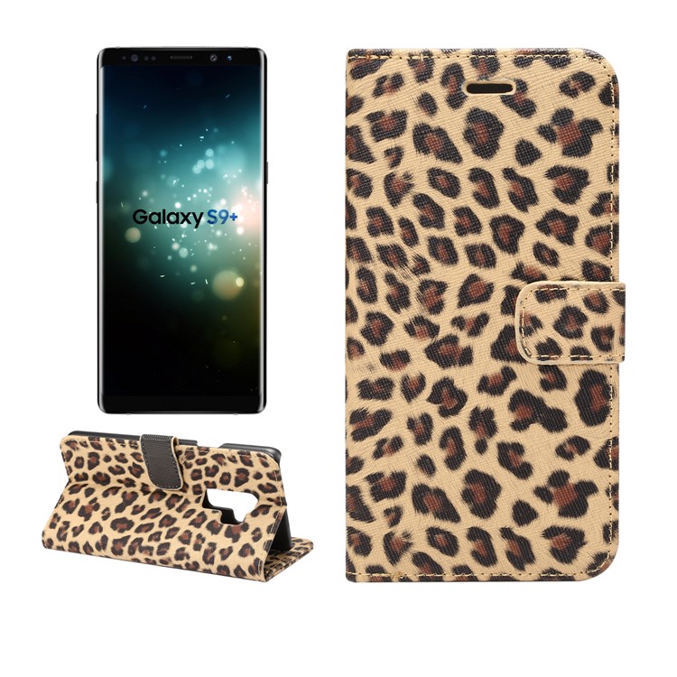 Leopard Pattern Leather Wallet Stand Cover Case for Samsung Galaxy S9 Plus - Brown-1