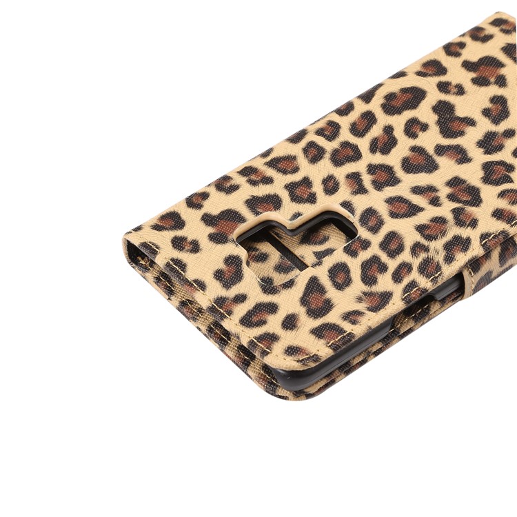 Leopard Pattern Leather Wallet Stand Cover Case for Samsung Galaxy S9 Plus - Brown-7