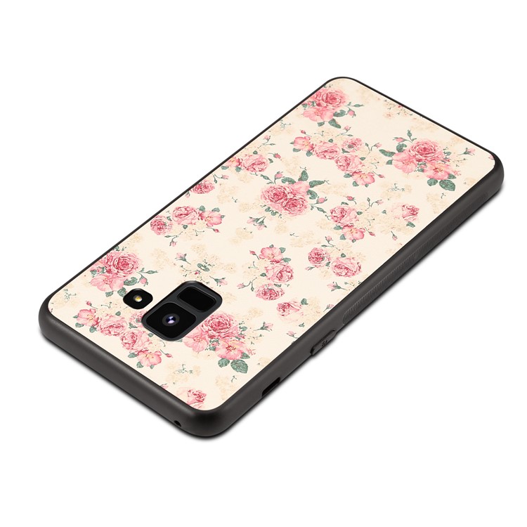 Pattern Printing PU Leather Coated PC + TPU Hybrid Case for Samsung Galaxy A8 (2018) - Peony-2