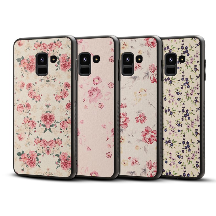 Pattern Printing PU Leather Coated PC + TPU Hybrid Case for Samsung Galaxy A8 (2018) - Peony-5