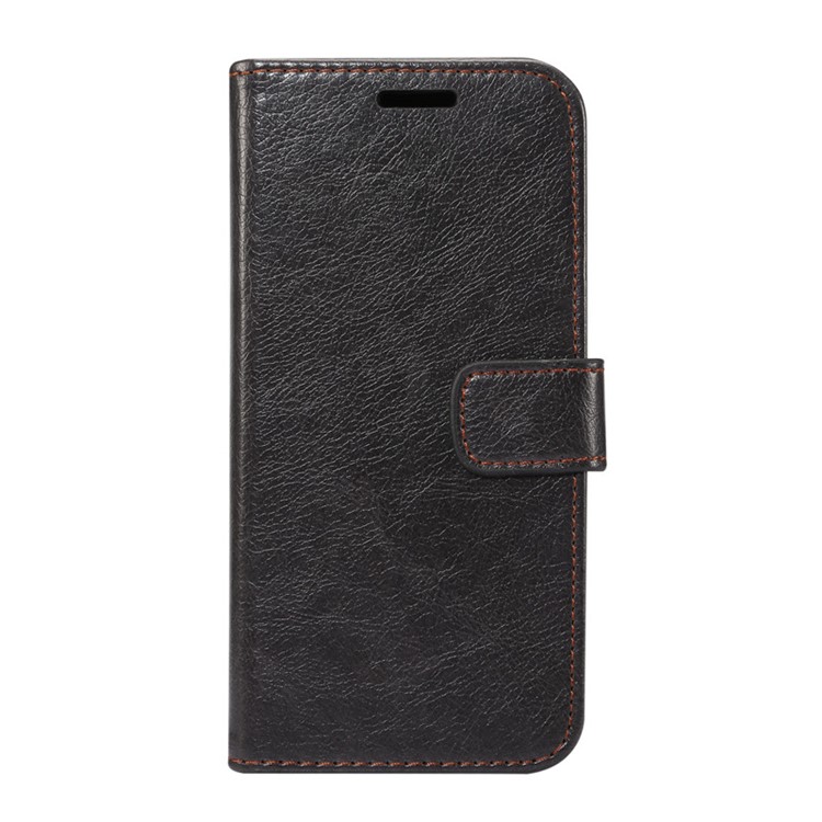 Crazy Horse Texture Leather Wallet Stand Cover for Samsung Galaxy A8+ (2018) - Black-2
