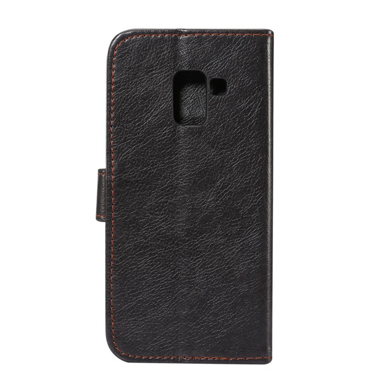 Crazy Horse Texture Leather Wallet Stand Cover for Samsung Galaxy A8+ (2018) - Black-3