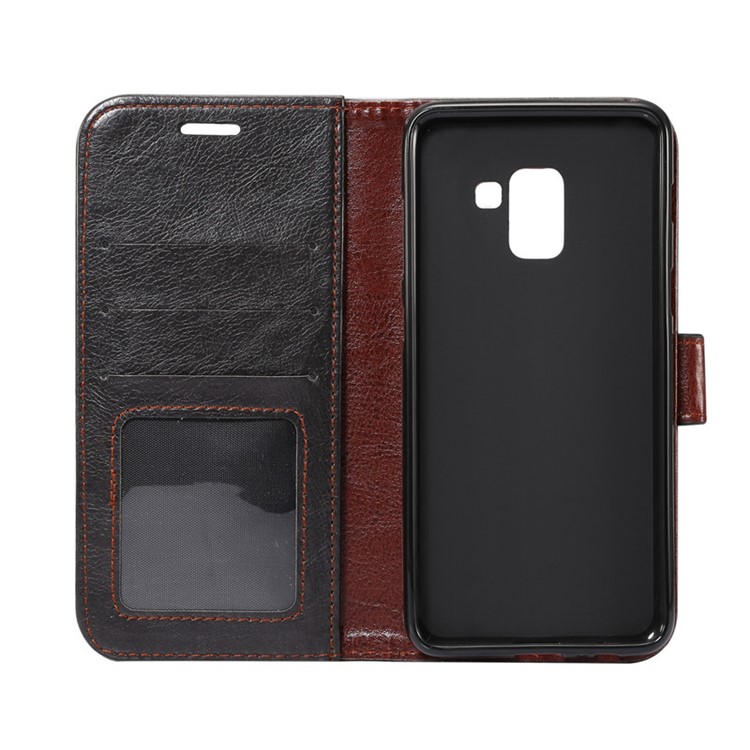 Crazy Horse Texture Leather Wallet Stand Cover for Samsung Galaxy A8+ (2018) - Black-6