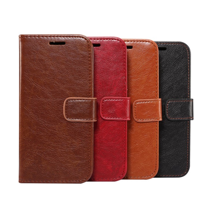 Crazy Horse Texture Leather Wallet Stand Cover for Samsung Galaxy A8+ (2018) - Black-8