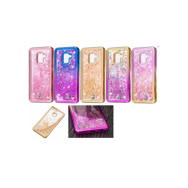 Floating Glitter Powder Quicksand Electroplated TPU Jelly Cover for Samsung Galaxy A8 (2018) - Lady in Butterfly Dress-2