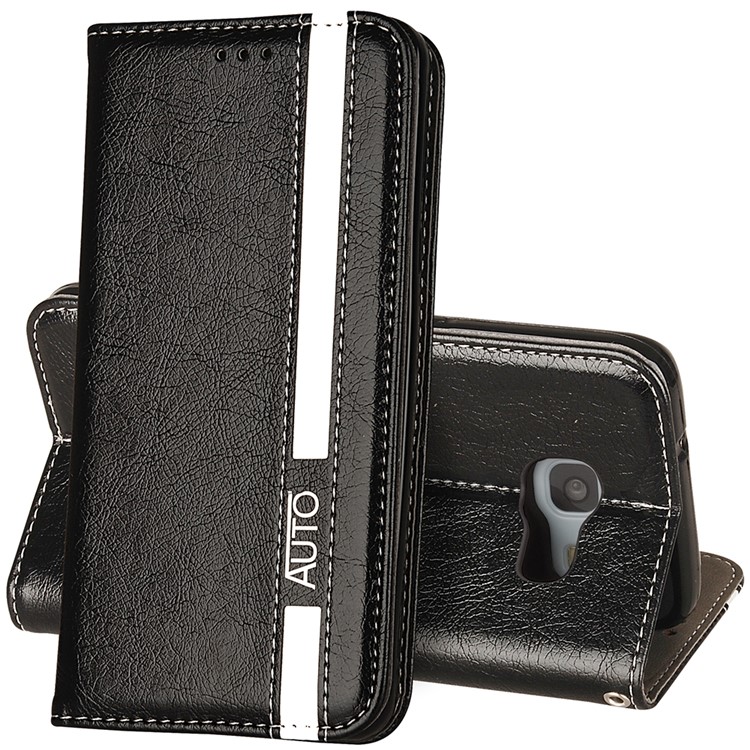 Flip PU Leather Card Holder Stand Case with Magnetic Closure for Samsung Galaxy A3 (2017) - Black-2