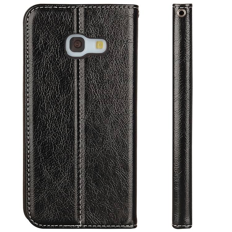 Flip PU Leather Card Holder Stand Case with Magnetic Closure for Samsung Galaxy A3 (2017) - Black-3