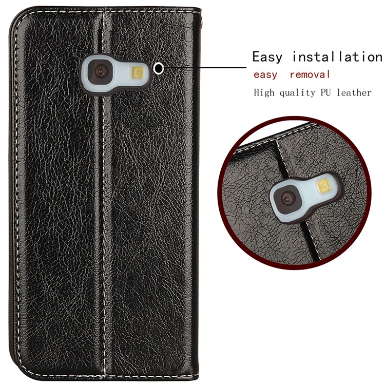 Flip PU Leather Card Holder Stand Case with Magnetic Closure for Samsung Galaxy A3 (2017) - Black-6