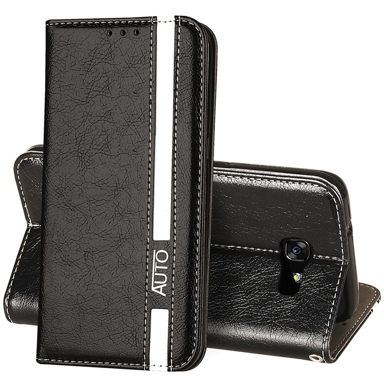 Business Style Auto-absorbed PU Leather Stand Cover with Card Slot for Samsung Galaxy A7 (2017) SM-A720 - Black-1