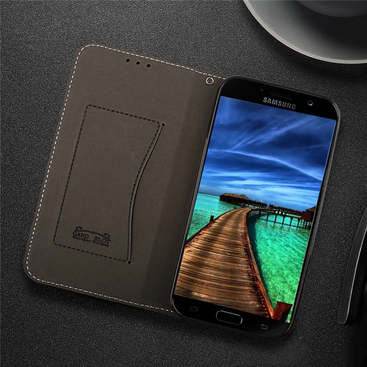 Business Style Auto-absorbed PU Leather Stand Cover with Card Slot for Samsung Galaxy A7 (2017) SM-A720 - Black-10