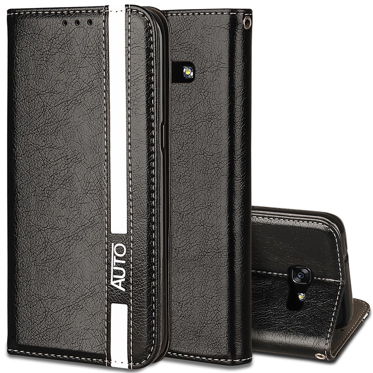 Business Style Auto-absorbed PU Leather Stand Cover with Card Slot for Samsung Galaxy A7 (2017) SM-A720 - Black-2