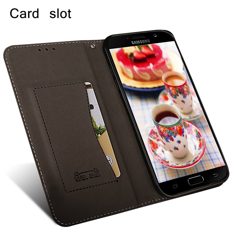 Business Style Auto-absorbed PU Leather Stand Cover with Card Slot for Samsung Galaxy A7 (2017) SM-A720 - Black-4