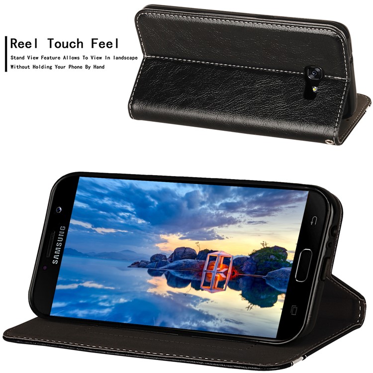 Business Style Auto-absorbed PU Leather Stand Cover with Card Slot for Samsung Galaxy A7 (2017) SM-A720 - Black-5
