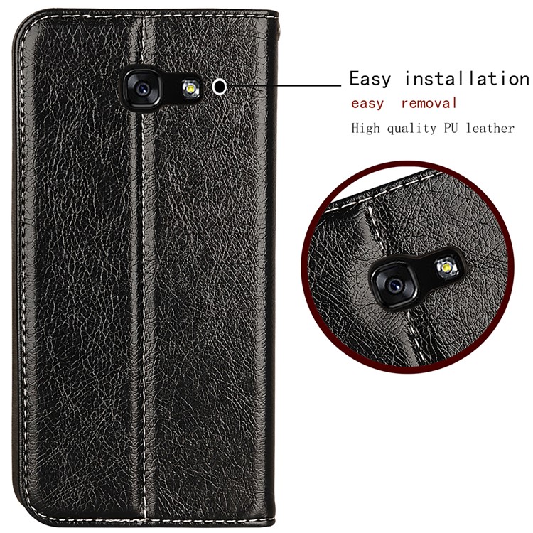 Business Style Auto-absorbed PU Leather Stand Cover with Card Slot for Samsung Galaxy A7 (2017) SM-A720 - Black-6
