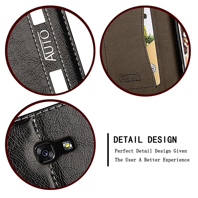 Business Style Auto-absorbed PU Leather Stand Cover with Card Slot for Samsung Galaxy A7 (2017) SM-A720 - Black-8