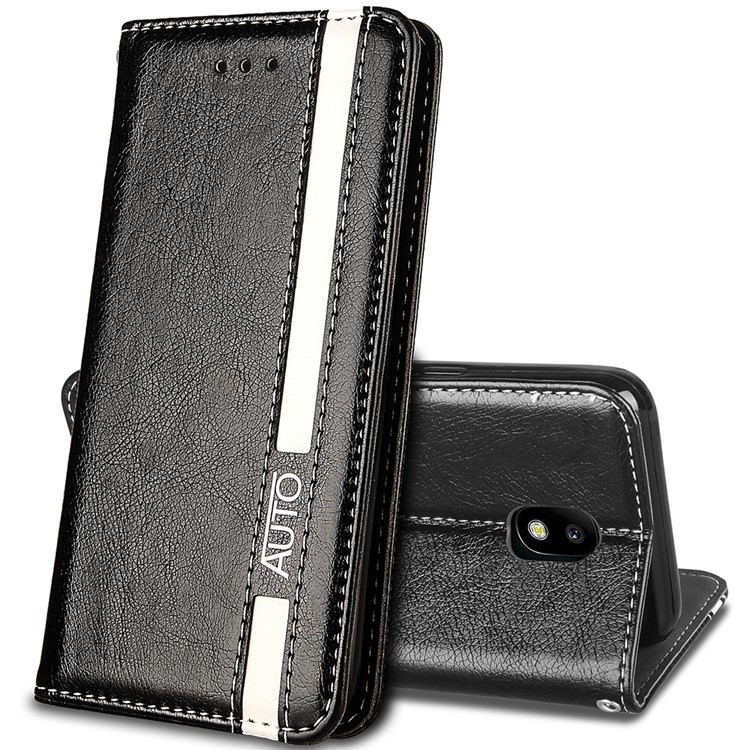 Business Style Auto-absorbed PU Leather Phone Case with Card Holder for Samsung Galaxy J3 Pro (2017) / J3 (2017) EU Version - Black-2