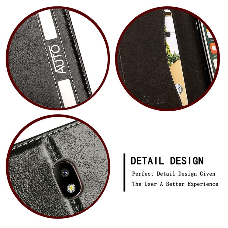 Business Style Auto-absorbed PU Leather Phone Case with Card Holder for Samsung Galaxy J3 Pro (2017) / J3 (2017) EU Version - Black-5