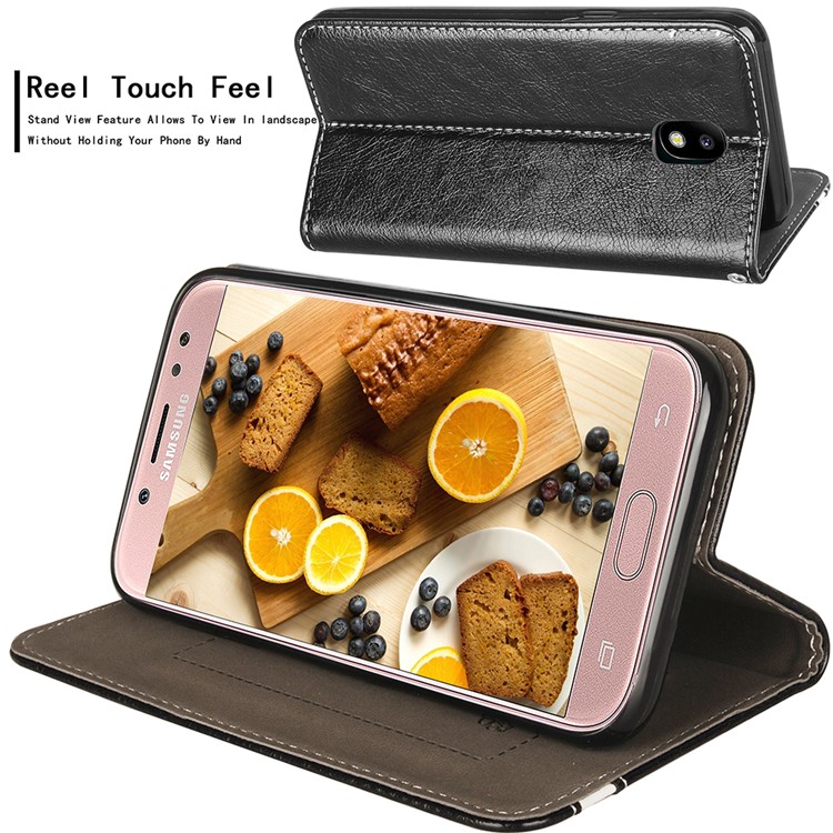 Business Style Auto-absorbed PU Leather Case with Card Slot for Samsung Galaxy J5 (2017) EU Version/J5 Pro (2017) - Black-7