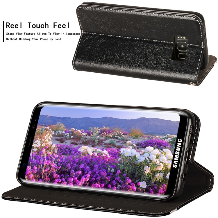 Business Style Auto-absorbed PU Leather Case with Card Slot for Samsung Galaxy S8+ SM-G955 - Black-5
