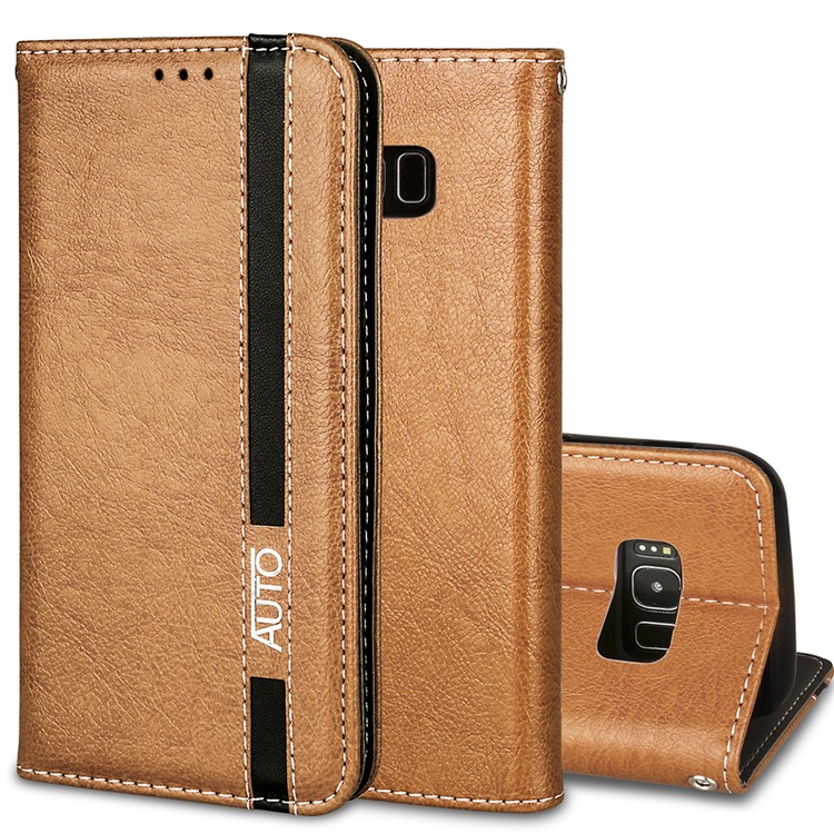 Business Style Auto-absorbed PU Leather Case with Card Holder for Samsung Galaxy S8 Plus SM-G955 - Brown-1
