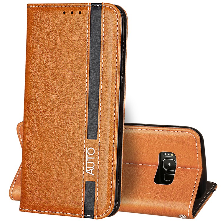 Business Style Auto-absorbed PU Leather Case with Card Holder for Samsung Galaxy S8 Plus SM-G955 - Brown-2