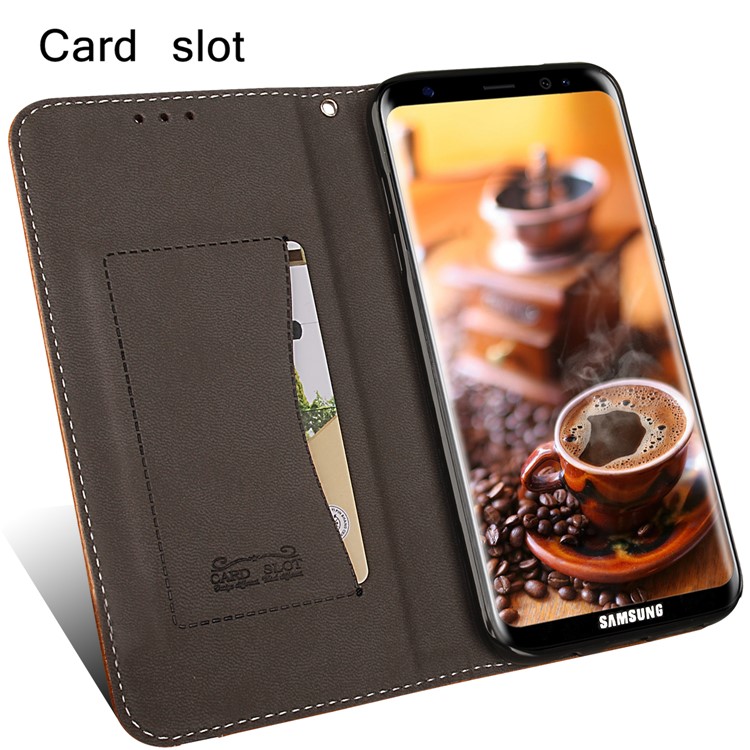 Business Style Auto-absorbed PU Leather Case with Card Holder for Samsung Galaxy S8 Plus SM-G955 - Brown-4